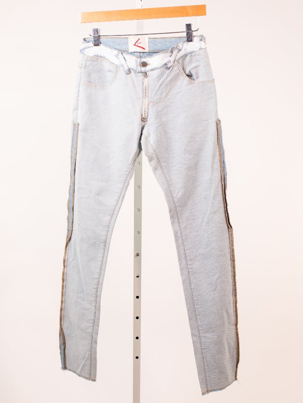 Light Wash Skinny Jeans with Exposed Side Seam Detail